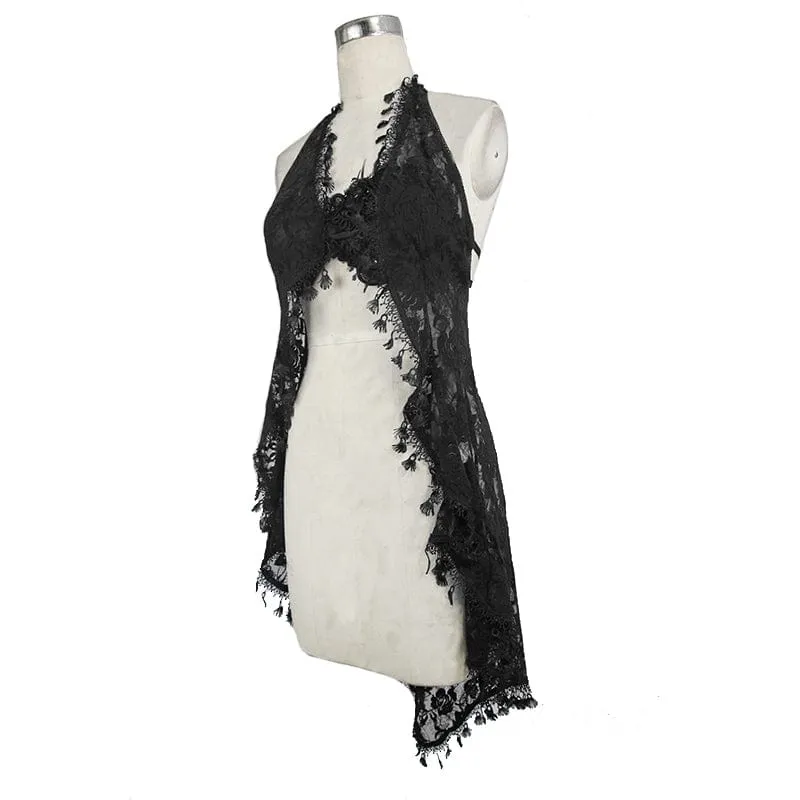 Gothic Blumenspitze rückenfreie Schwalbenschwanzweste für Damen