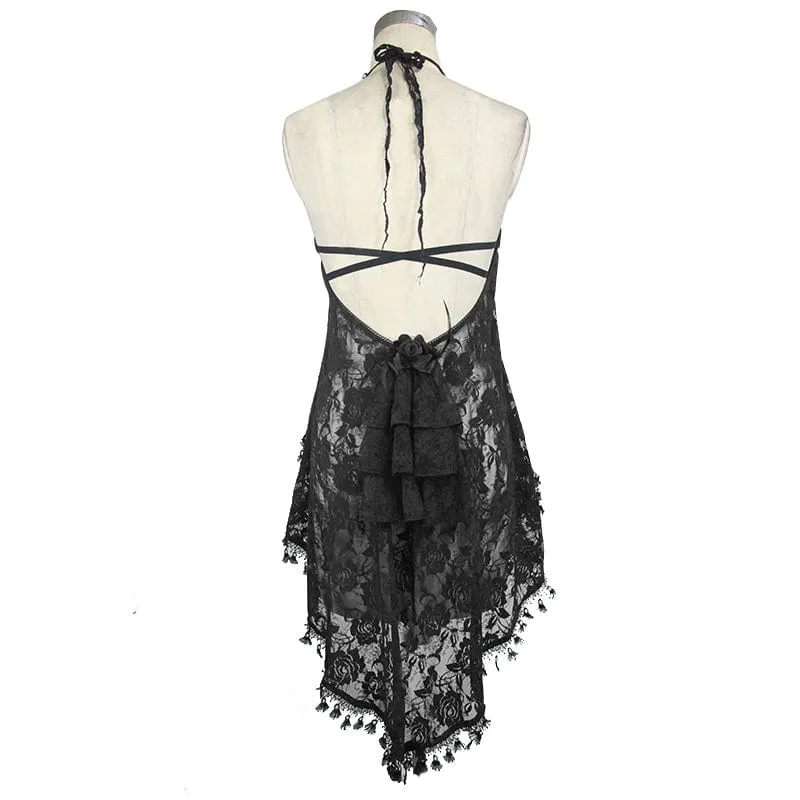 Gothic Blumenspitze rückenfreie Schwalbenschwanzweste für Damen