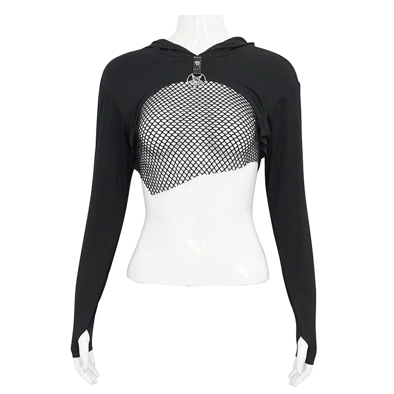 Damen Punk Strappy Mesh Splice Cape