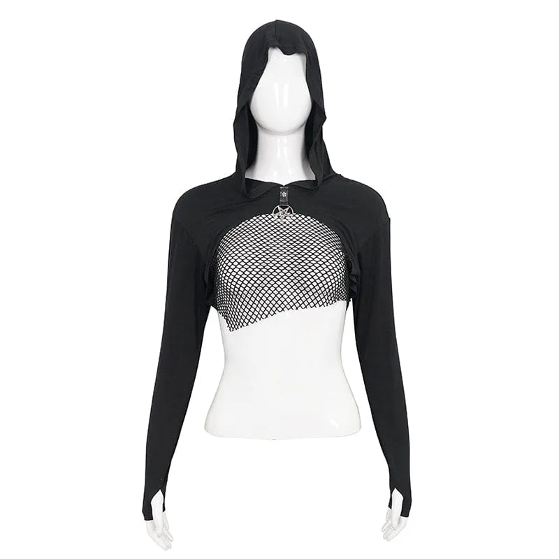 Damen Punk Strappy Mesh Splice Cape