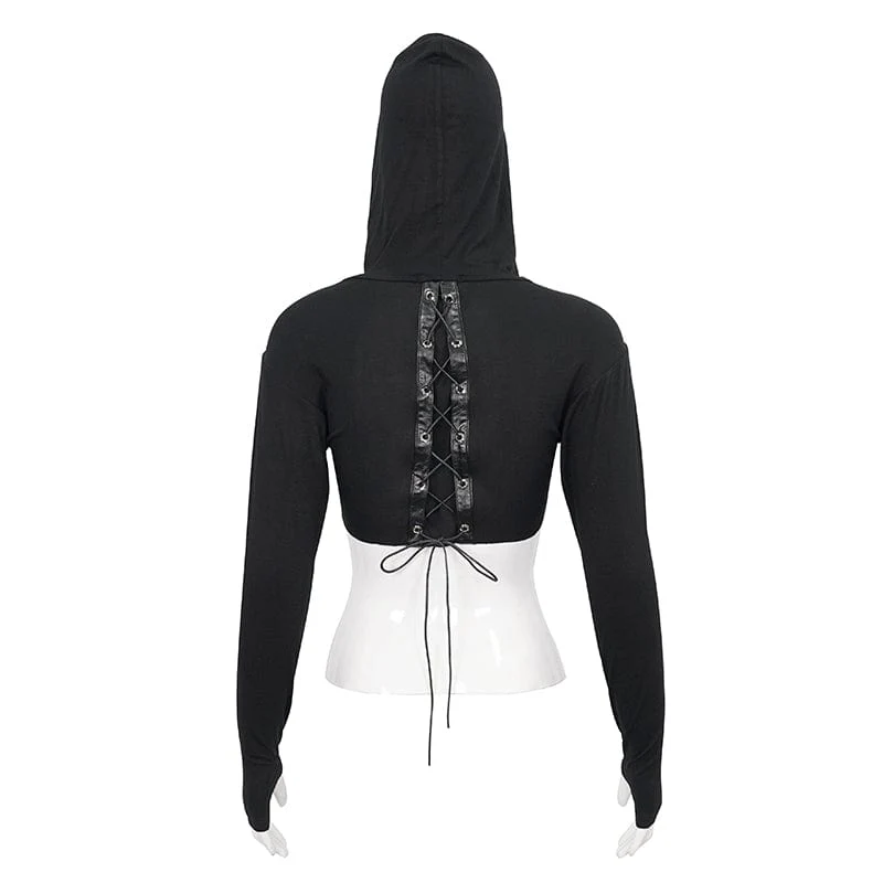 Damen Punk Strappy Mesh Splice Cape