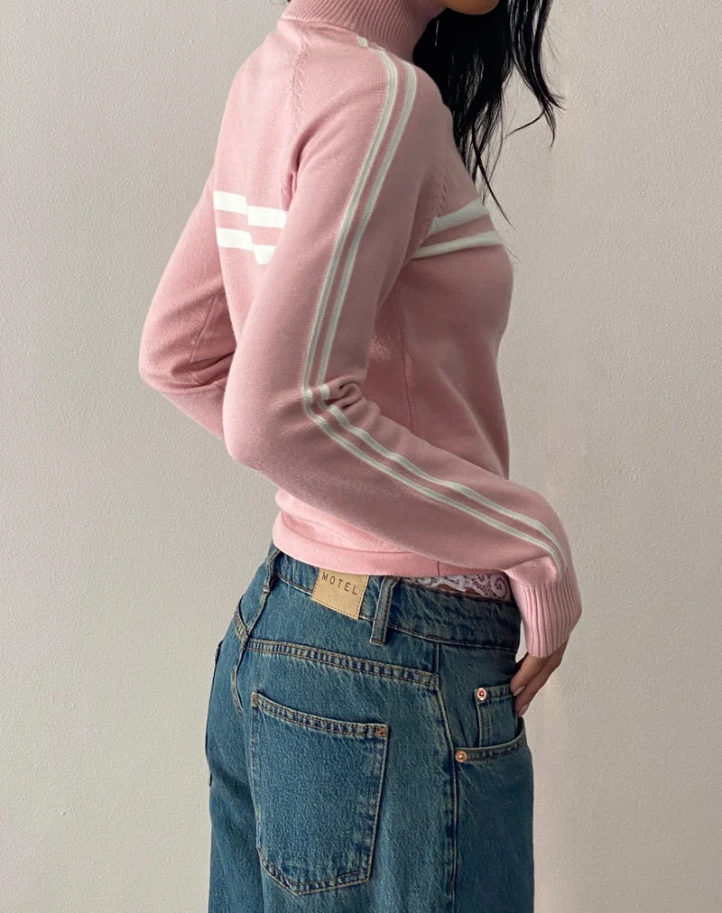 Talisa Sportliche Jacke mit durchgehendem Reißverschluss in Knit Pink