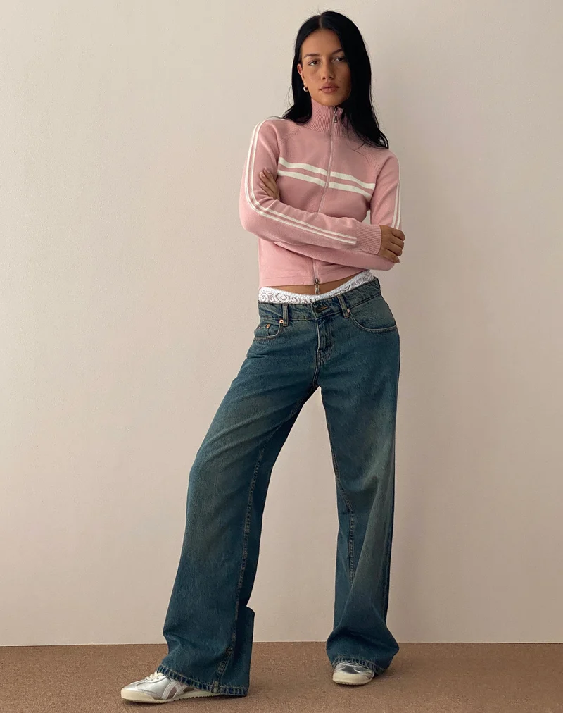 Talisa Sportliche Jacke mit durchgehendem Reißverschluss in Knit Pink