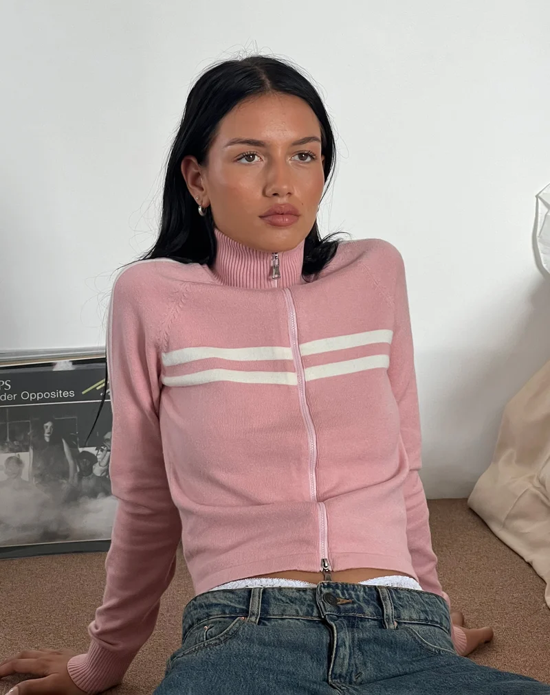 Talisa Sportliche Jacke mit durchgehendem Reißverschluss in Knit Pink