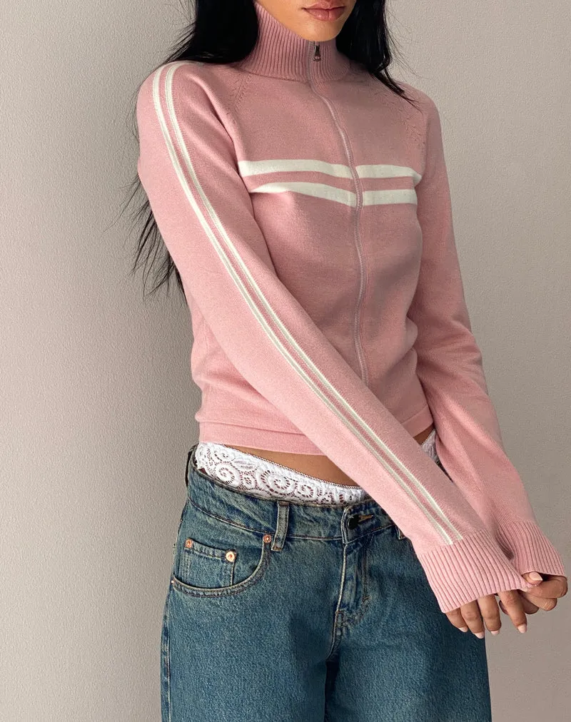 Talisa Sportliche Jacke mit durchgehendem Reißverschluss in Knit Pink