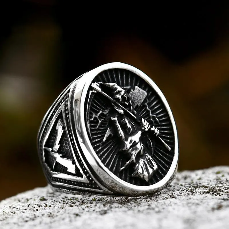 Herren Punk Skelett Sichel Ring
