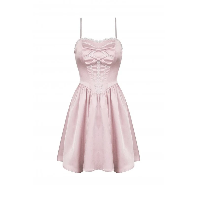 Damen Lolita rosa Schleifenkleid Unterkleid Abschlusskleid