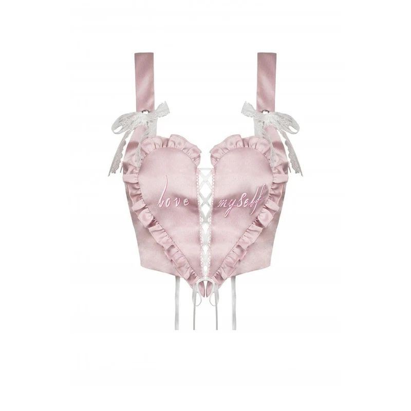 Lolita Pink Love Heart Bustier zum Schnüren für Damen