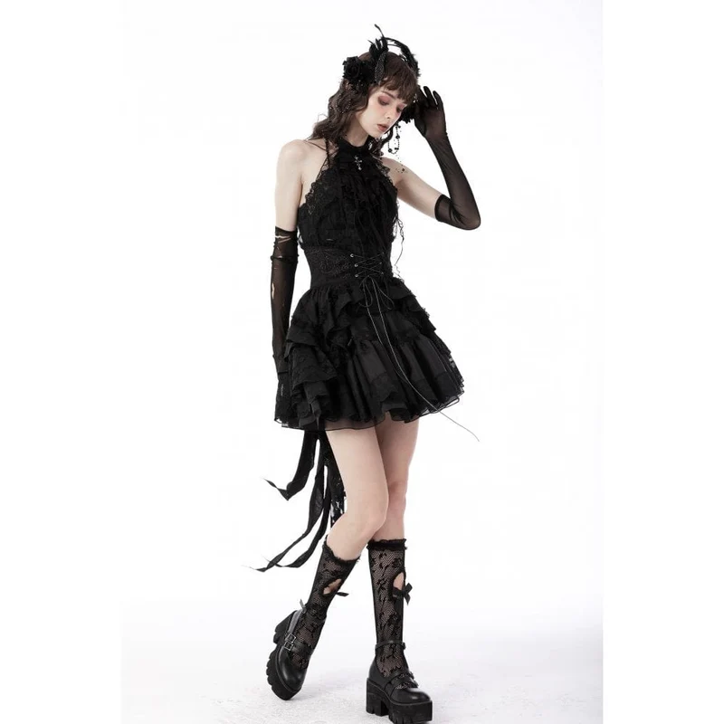 Gothic Neckholder-Spitzen-Tanktop für Damen