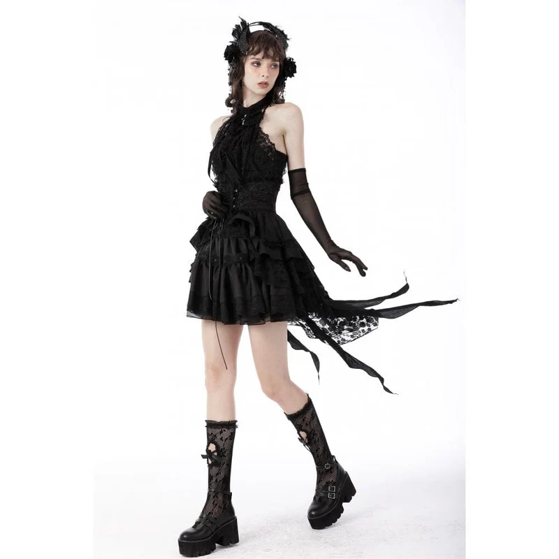 Gothic Neckholder-Spitzen-Tanktop für Damen