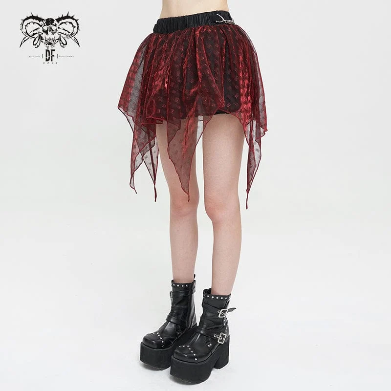 Grunge Double Color Unregelmäßig geschichteter Mesh-Rock für Damen