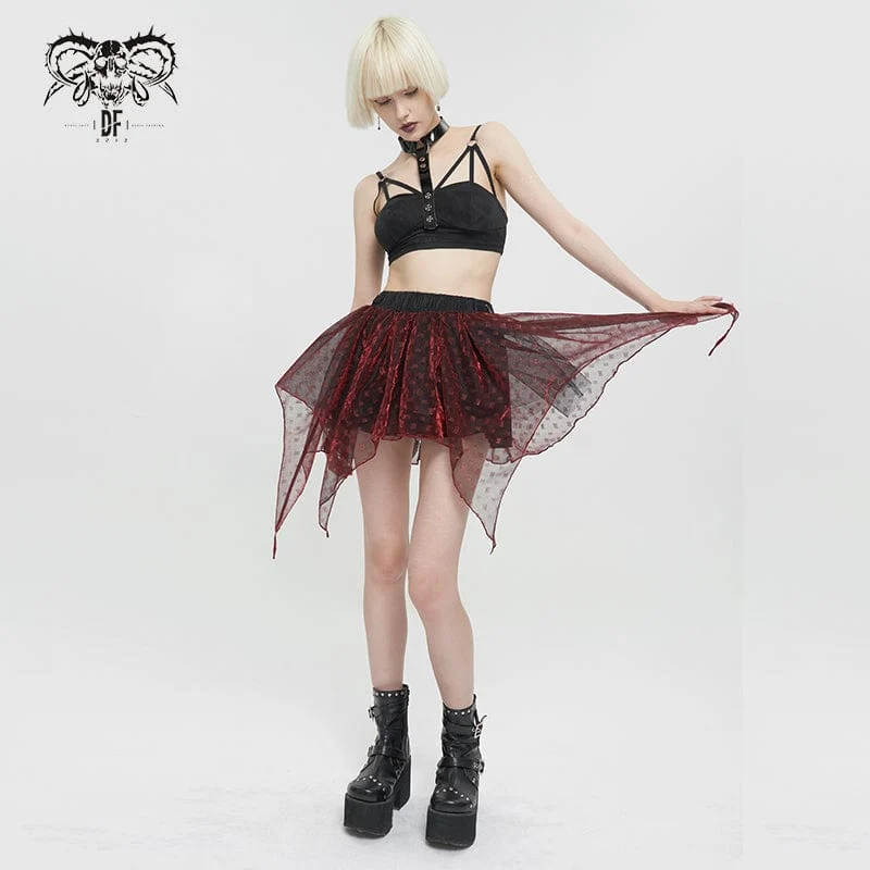 Grunge Double Color Unregelmäßig geschichteter Mesh-Rock für Damen