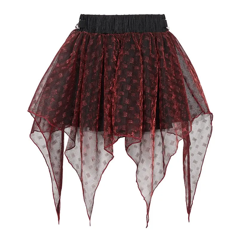 Grunge Double Color Unregelmäßig geschichteter Mesh-Rock für Damen