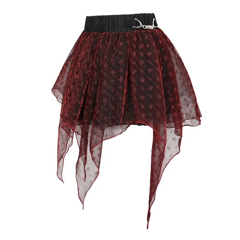 Grunge Double Color Unregelmäßig geschichteter Mesh-Rock für Damen