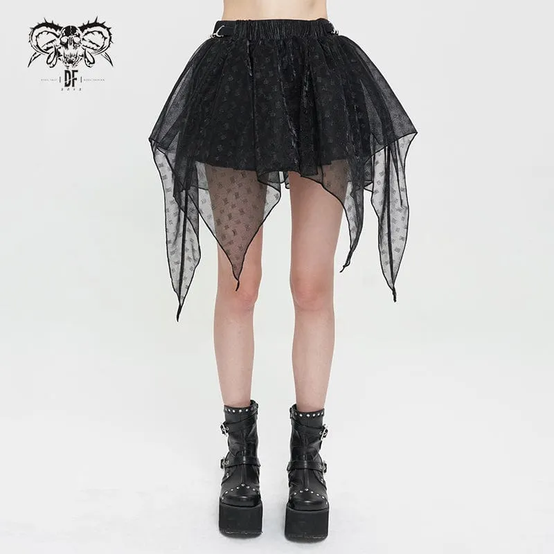 Grunge Unregelmäßiger mehrlagiger Mesh-Rock für Damen