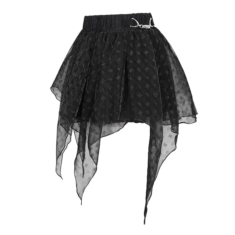Grunge Unregelmäßiger mehrlagiger Mesh-Rock für Damen