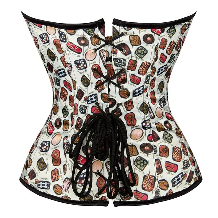 Gothic Vintage Graffiti bedrucktes Vollbrustkorsett für Damen