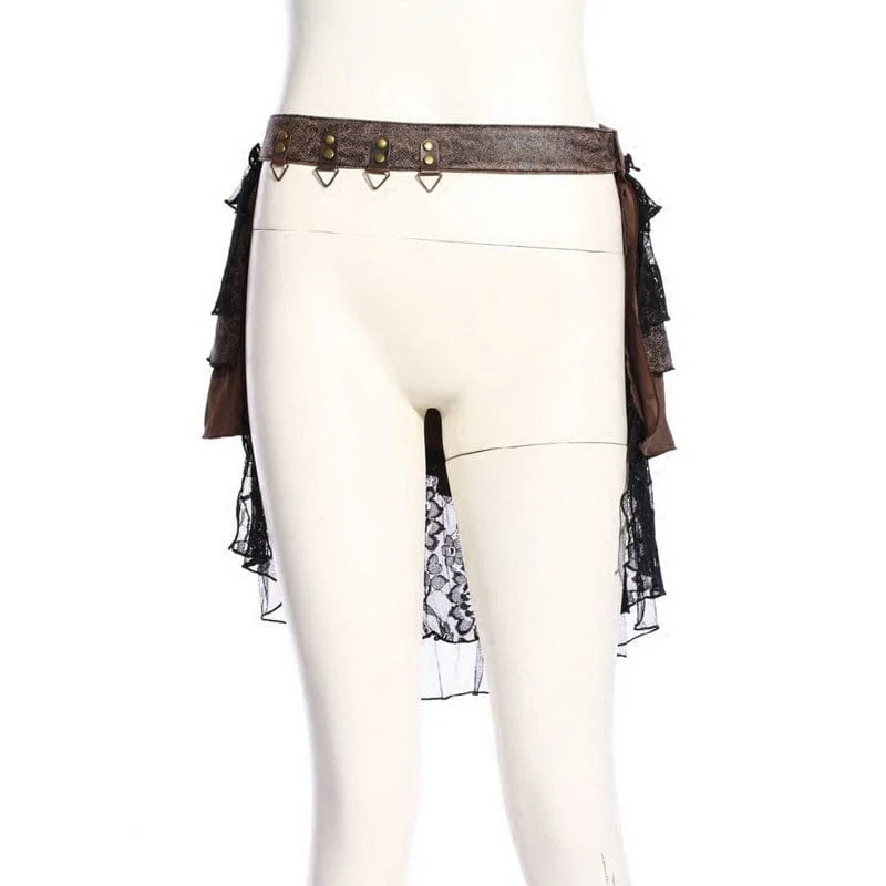 Damen Steampunk Lace Splice Layered Rock