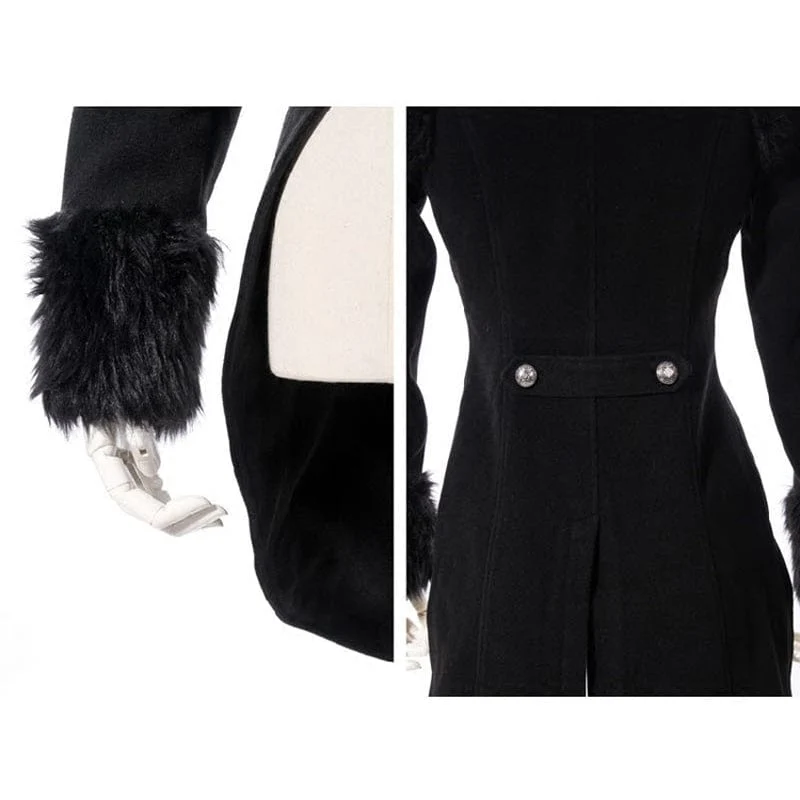 Damen Steampunk Faux Fur Splice Swallow-tailed Jacke