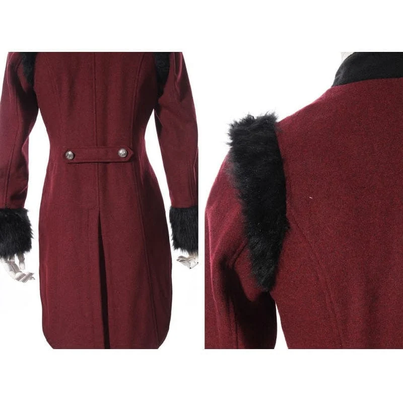 Damen Steampunk Faux Fur Splice Swallow-tailed Jacke