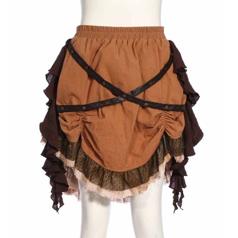 Unregelmäßig geschichteter, gekräuselter Steampunk-Rock für Damen