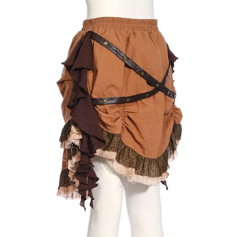 Unregelmäßig geschichteter, gekräuselter Steampunk-Rock für Damen