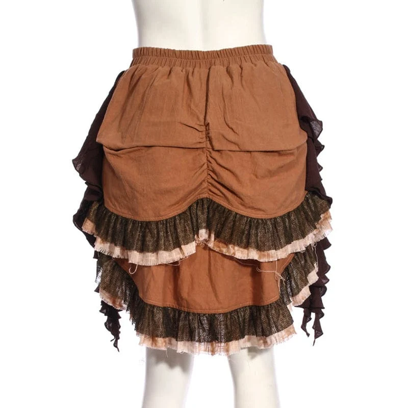 Unregelmäßig geschichteter, gekräuselter Steampunk-Rock für Damen