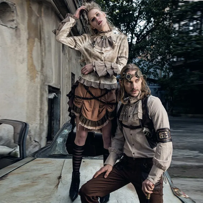 Unregelmäßig geschichteter, gekräuselter Steampunk-Rock für Damen