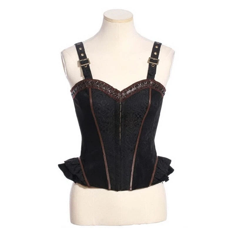 Steampunk-Bustier mit Rüschenschnallen und Halsband für Damen
