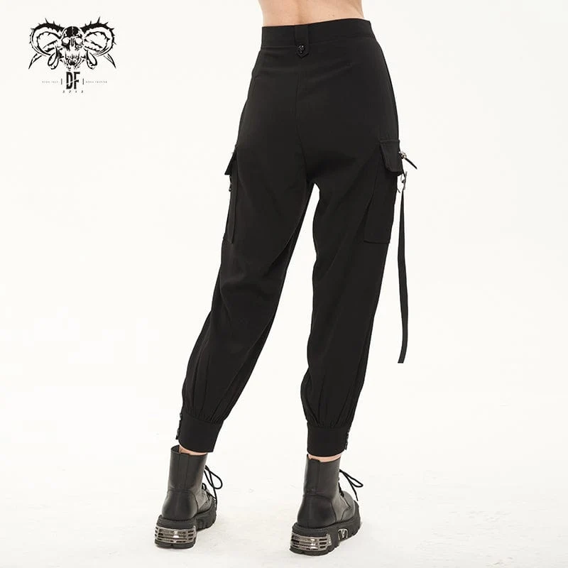 Damen Punk Strappy Big-Pocket Jogger Hose