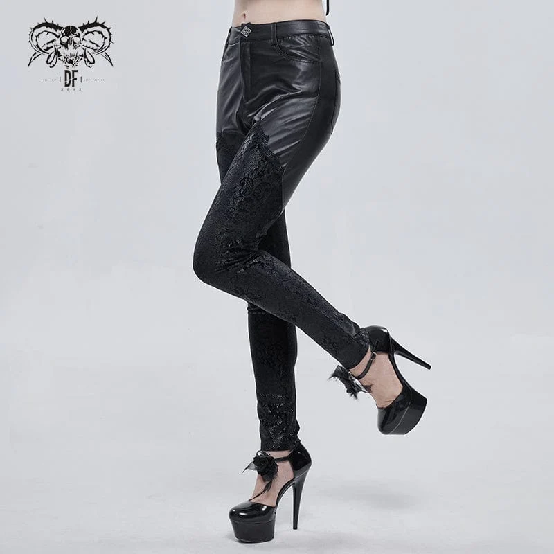 Gothic-Splice-Leggings aus Kunstleder für Damen