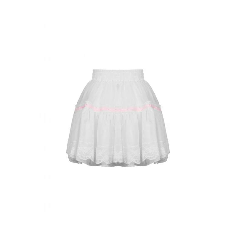 Frauen Lolita Bowknot Multilayer Mesh Kurzer Rock Weiß