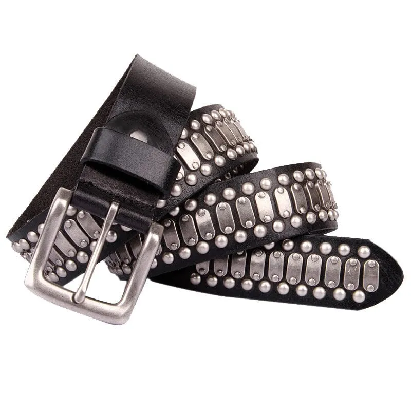 Herren Punk Vintage Nieten Ledergürtel