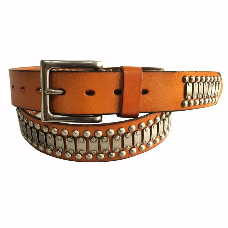 Herren Punk Vintage Nieten Ledergürtel