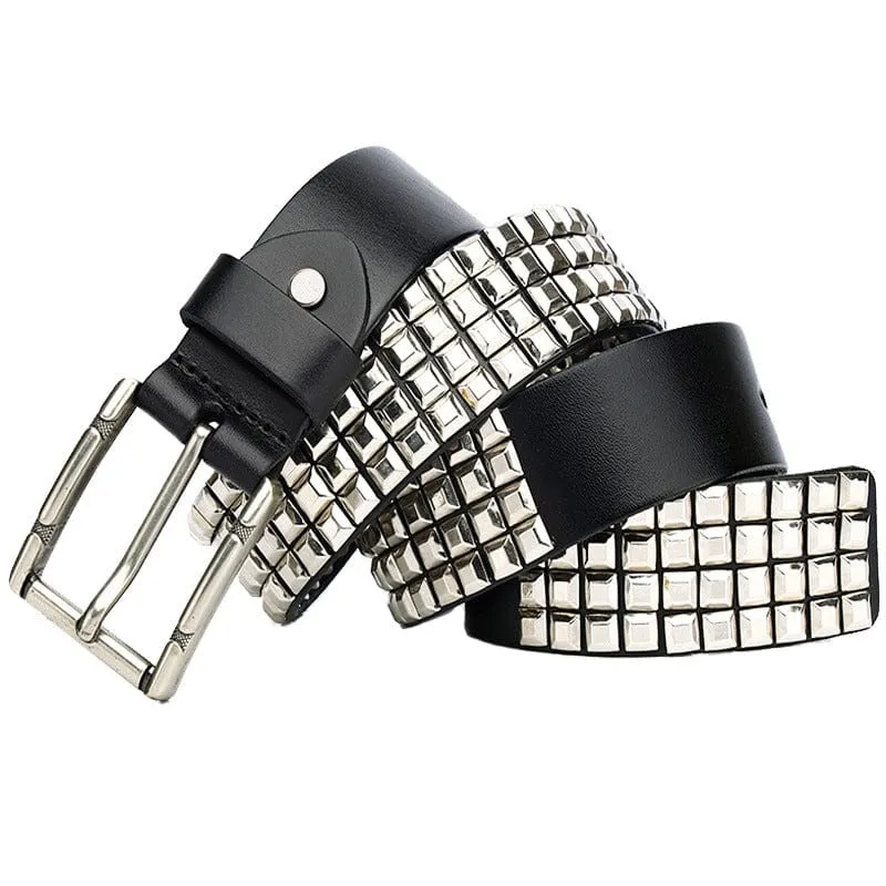 Herren Punk Silber Full Nieten Ledergürtel