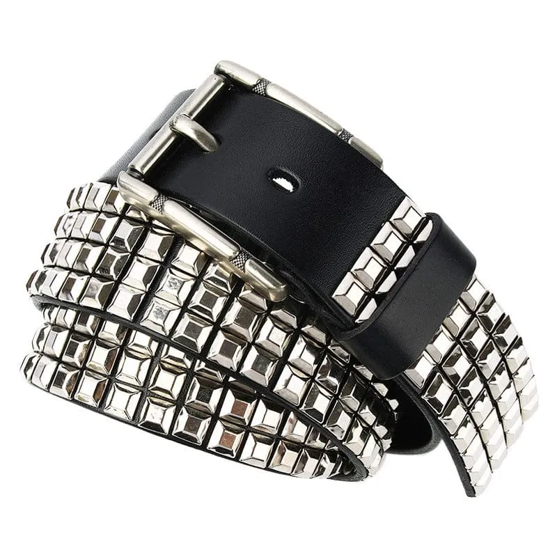 Herren Punk Silber Full Nieten Ledergürtel