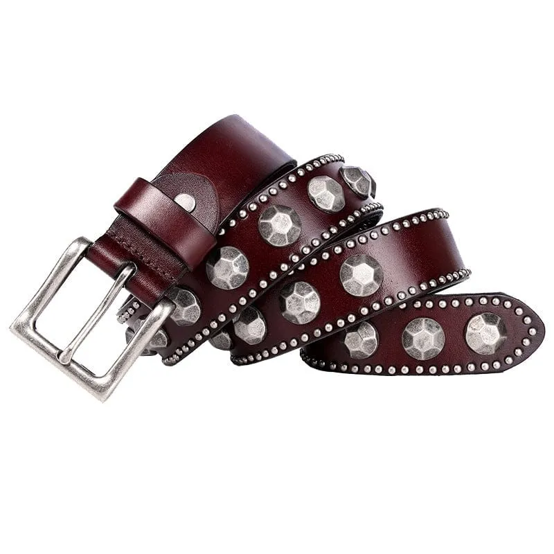 Herren Punk Pagode Nieten Ledergürtel
