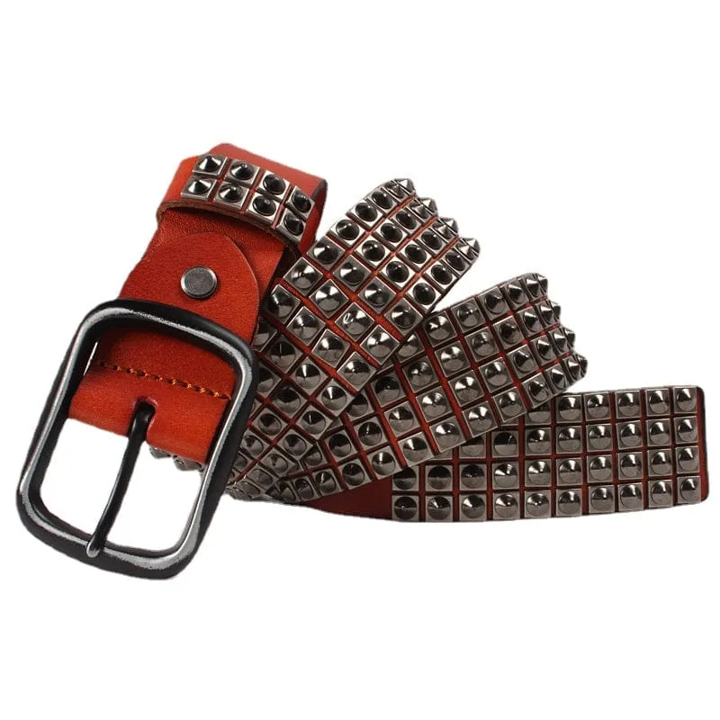 Herren Punk Full Nieten Ledergürtel