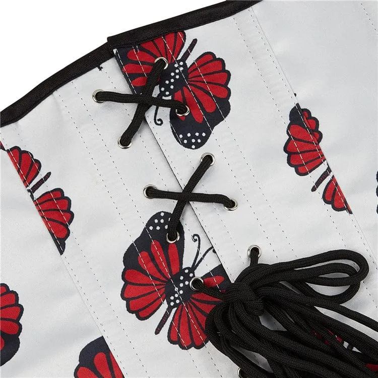 Gothic Schmetterling bedrucktes Vollbrustkorsett für Damen