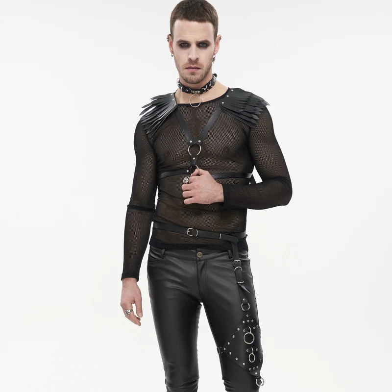 Herren Punk Big Ring Kunstleder Choker