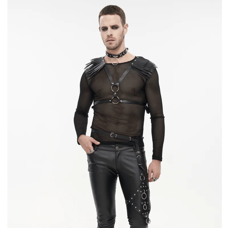 Herren Punk Big Ring Kunstleder Choker