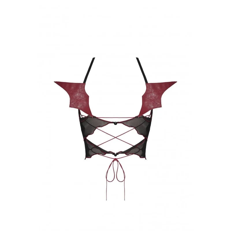 Damen Punk Rock Fledermausflügel rückenfreies Crop Top
