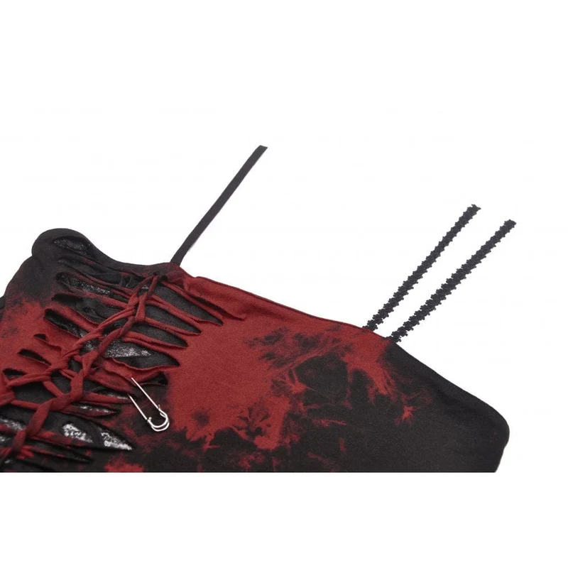 Damen Punk Red Tie Dye Unregelmäßiger Saum Schlupfkleid