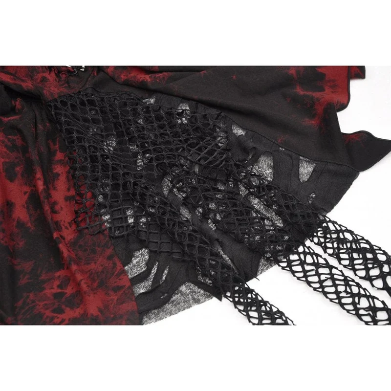 Damen Punk Red Tie Dye Unregelmäßiger Saum Schlupfkleid