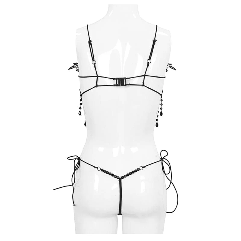 Gothic Sexy Häkel-BH-Dessous-Set für Damen