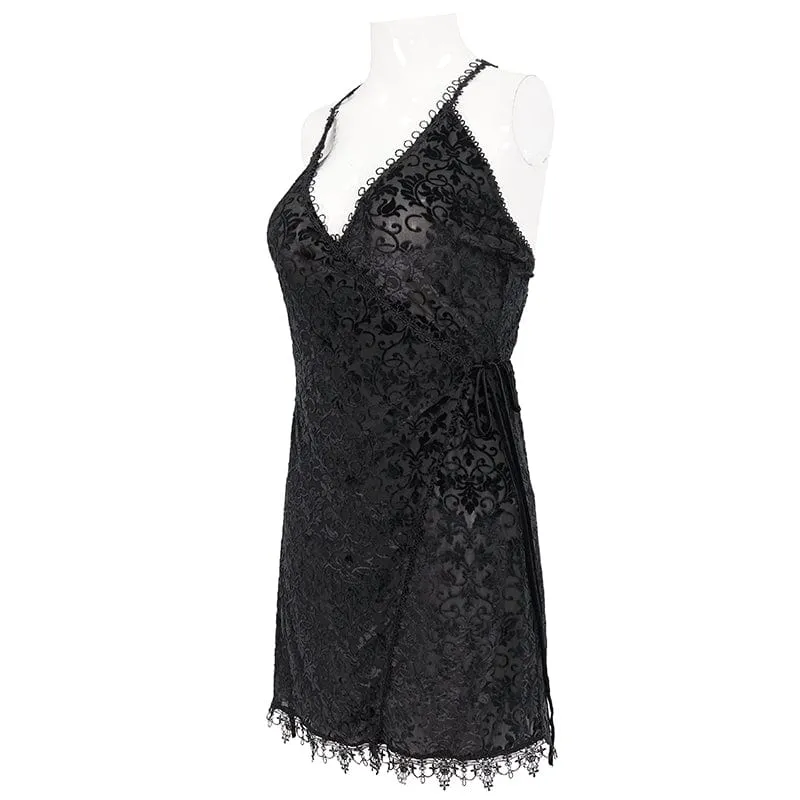 Gothic-Nachthemd mit floraler Spitze für Damen