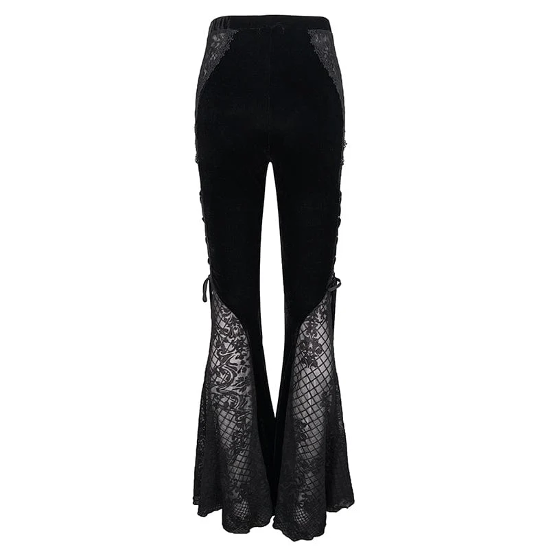 Gothic Blumenspitze Schlaghosen für Damen
