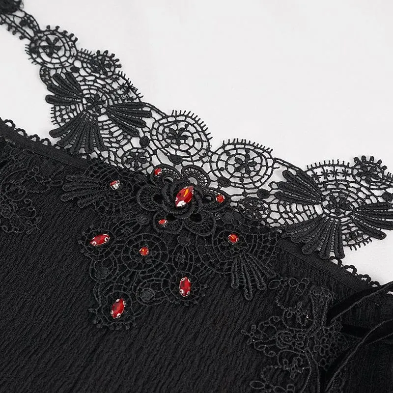 Gothic Schlaghose mit Seitenschnürung für Damen