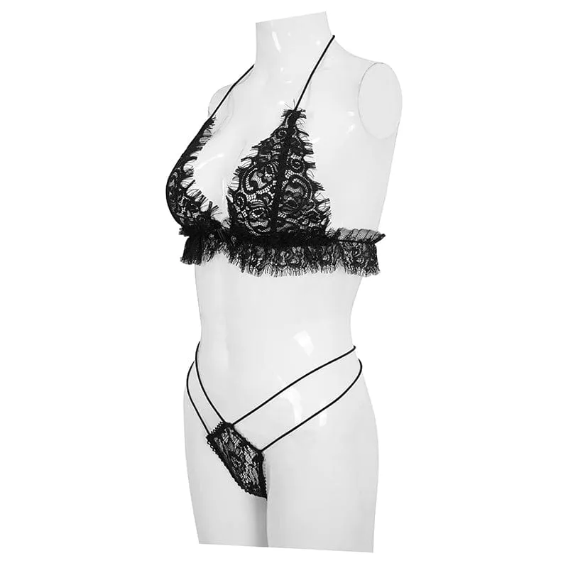 Gothic Sexy Spitzen-BH-Dessous-Set für Damen