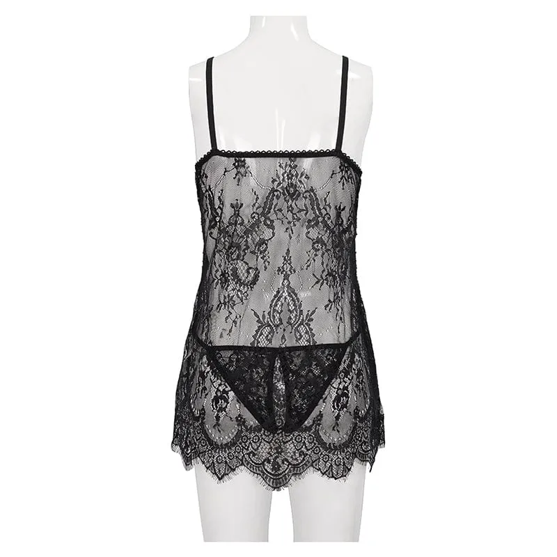 Damen Gothic Romantic Lace Babydoll Set